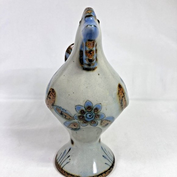 Tonal El Palomar Mexico Pottery Chicken Figurine Floral Blue Butterfly - Picture 5 of 12